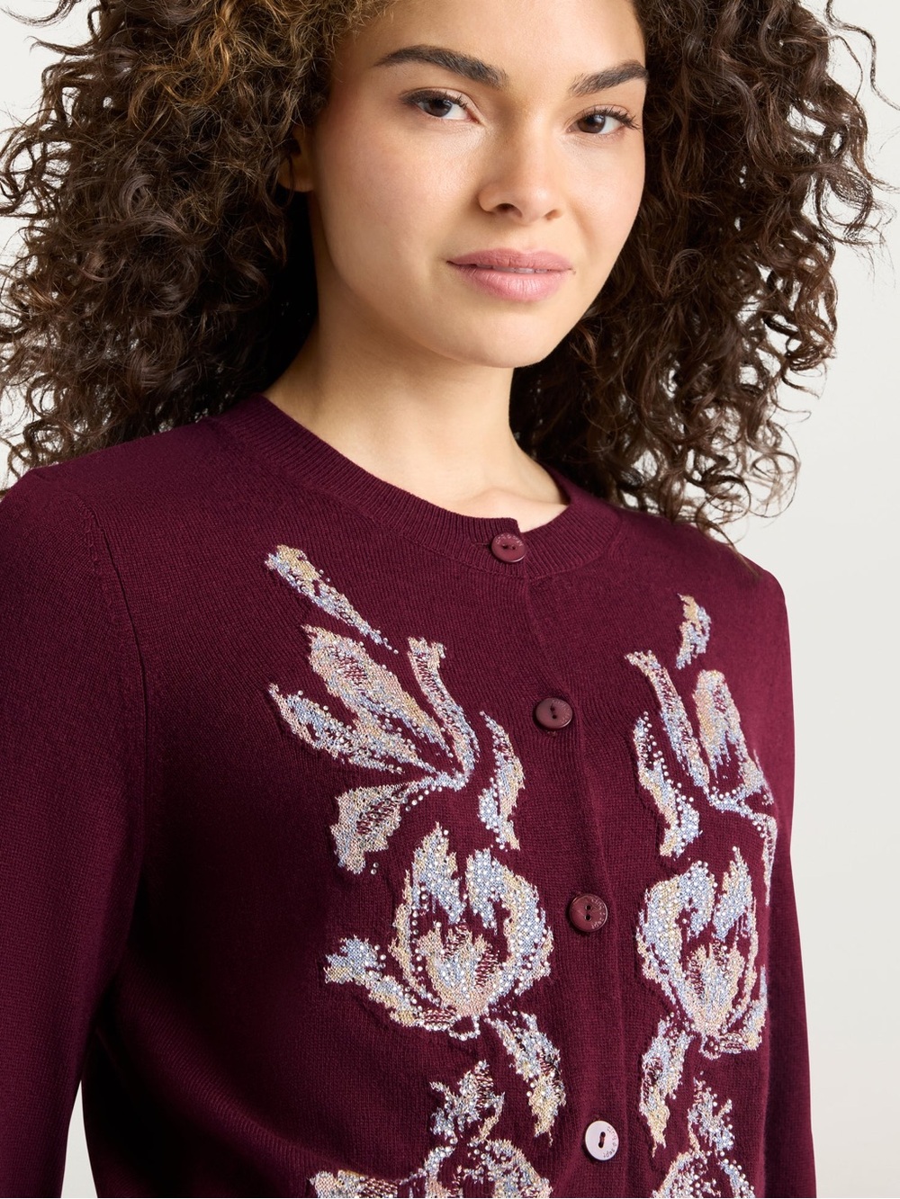BNWT!!! Cinq a Sept Multi Tulip Isolde Cardigan in Deep Plum - Size XS